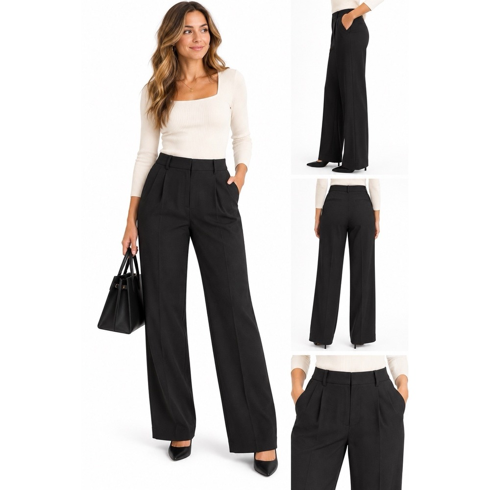 Aritzia Wilfred High Rise Trouser Pants 16 Black Office Capsule Minimalist Boho